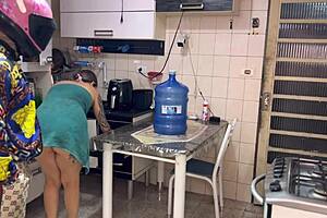 Blonde wife naked at door fucks delivery guy with wet pussy creampie.