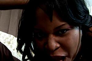Chubby ebony milf takes big black cock deep