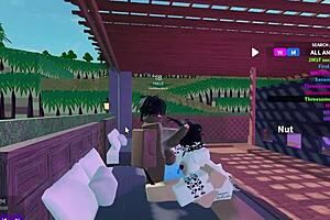 Two bunnies tackle one black bull in wild threesome.