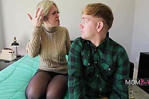 Sharing a bed with stepmom turns into a total disaster. Things got way too heated