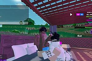 Two bunnies tackle one black bull in wild threesome.