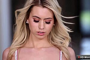 Sexy hot blonde teen 18+ in pink lingerie gets bald pussy licked