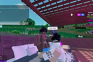 Two bunnies tackle one black bull in wild threesome.