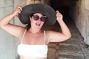 public tease and hot blowjob from stepmom today