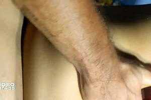 young cashier latina hooks up with manager in store warehouse.