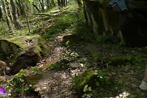 Girl in Forest Decides to Finger Herself Publicly, Undressing Nude Outdoors