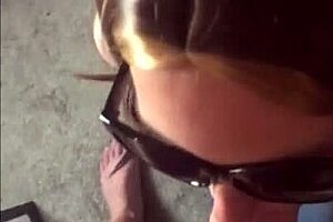 my wife gives a huge white cock pov blowjob at home