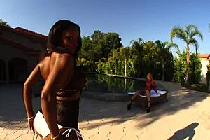 Horny lesbians tongue firm interracial pussies deep.