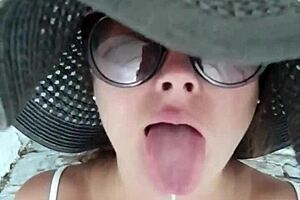 public tease and hot blowjob from stepmom today