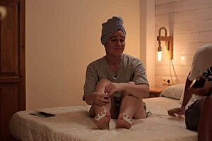 Bold step-siblings roleplay foreplay in shower caught masturbating during fake adult video storyline