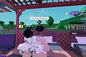 Two bunnies tackle one black bull in wild threesome.