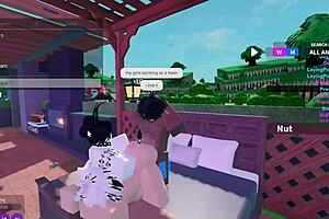 Two bunnies tackle one black bull in wild threesome.