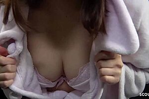 Petite Japanese Teen 18+ First Time Vibrator Orgasm in Car