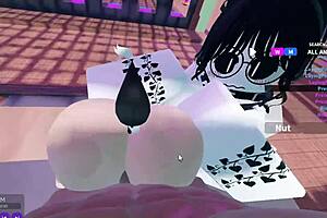 Two bunnies tackle one black bull in wild threesome.