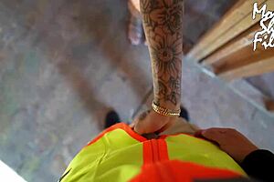 I fucked the construction worker while my husband was away, giving handjob and hardcore action