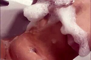 horny british slut plays with herself in shower 🚿