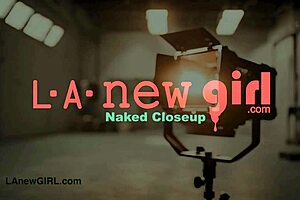 Stunning brunette model poses sexy on the sofa. Her petite 18+ frame shines during the photoshoot.