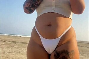 Hell Yeah! Today I’m Just Gonna Suck It Real Good on This Beach With My Redhead Pussy Flashing!