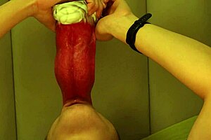 Giant wolf invades male college student's mouth with rough tongue.