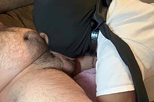 This ebony pig gags on deep facefuck with filthy rimming action.