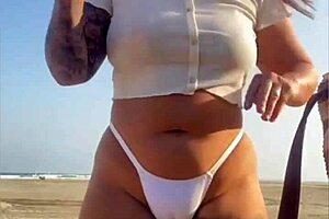 Hell Yeah! Today I’m Just Gonna Suck It Real Good on This Beach With My Redhead Pussy Flashing!