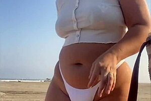 Hell Yeah! Today I’m Just Gonna Suck It Real Good on This Beach With My Redhead Pussy Flashing!