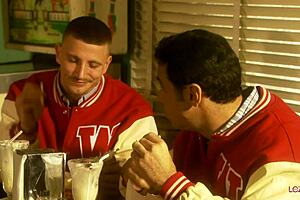 i'm just chilling in bed with my brunette friend, chatting casually, but soon we're kissing deeply and using toys to masturbate each other's hairless pussies.