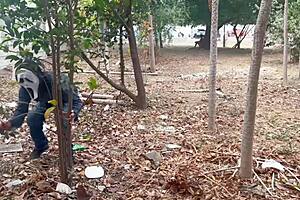 Why does the juicy latina with big ass scream in terror from that monster cock in the forest?