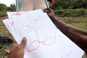 i fucked big titty redhead artist cowgirl in jungle with monster cock