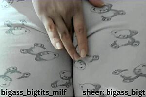 In pajamas, this milf masturbates her big ass and camel toe with dildo and vibrator.