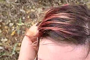 Petite milf gives outdoor blowjob during wild nature trip in Cyprus