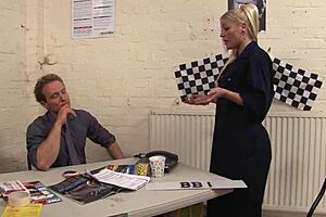 Cindy Behr takes it doggystyle in pink fishnet stockings!