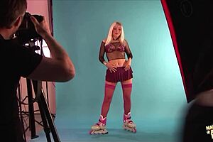 Blonde experienced bitch ass fucks on rollerblades