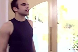 Cute blonde feels horny and calls a guy to fuck her at home after masturbating