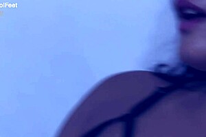 she gags on big cock while offering pussy and feet lick