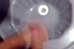 I jerk off solo in the bathroom after soccer game, feeling so horny