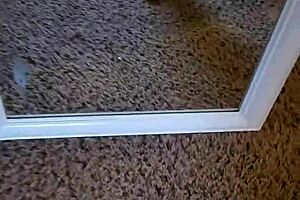 Muscular Man Flexes Big Dick and Cums on Mirror