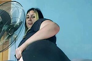 bbw babe teases you in tight yoga shorts, shaking that big ass