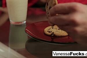 Vanessa, Blonde Babe, Lets Santa Fuck Her Tight Wet Pussy, Showing Big Ass And Tits, Ending With Cumshot