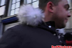 slutty dutch hooker, you sucking and jerking that big cock?