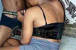 beautiful african teen sucks and slobbers on huge bbc, ending with cum on her face