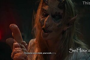 Demon steals dick, forces impregnation threesome