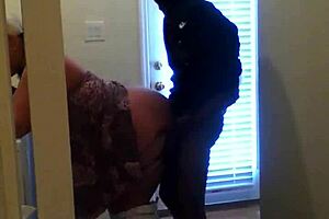 Homemade interracial clip captures raw bathroom banging.