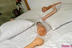 bella atrix dildo fucks her butt while jerking off