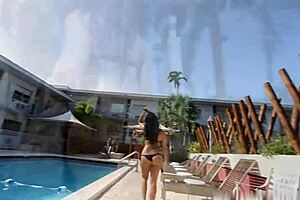 Watch Angelina Dive For That Big Black Cock In The Pool!