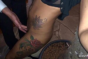 German party SLUT LICKED by strangers in the store