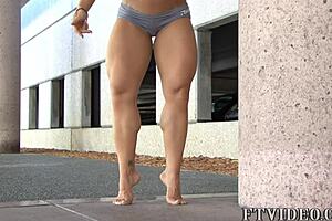 Cindy Phillips, the athletic bodybuilder, poses her muscular hardbody in a fitness session.