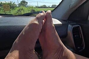 African babe shows off barefoot feet on public beach for fetish lovers