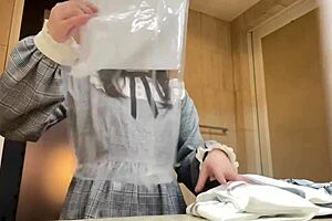 Aspiring Idol Runa Dresses In Cyber Maid For Bent Over Cowgirl Creampie Sex