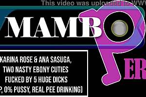 Karina Rose and two nasty ebony cuties get fucked by 5 huge dicks in DAP pussy dry version 😈